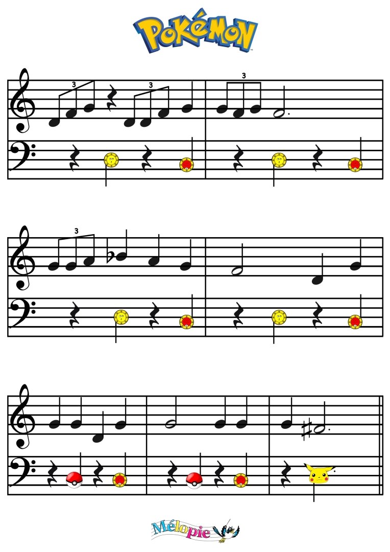 Partition piano enfant Pokémon Attrapezles tous